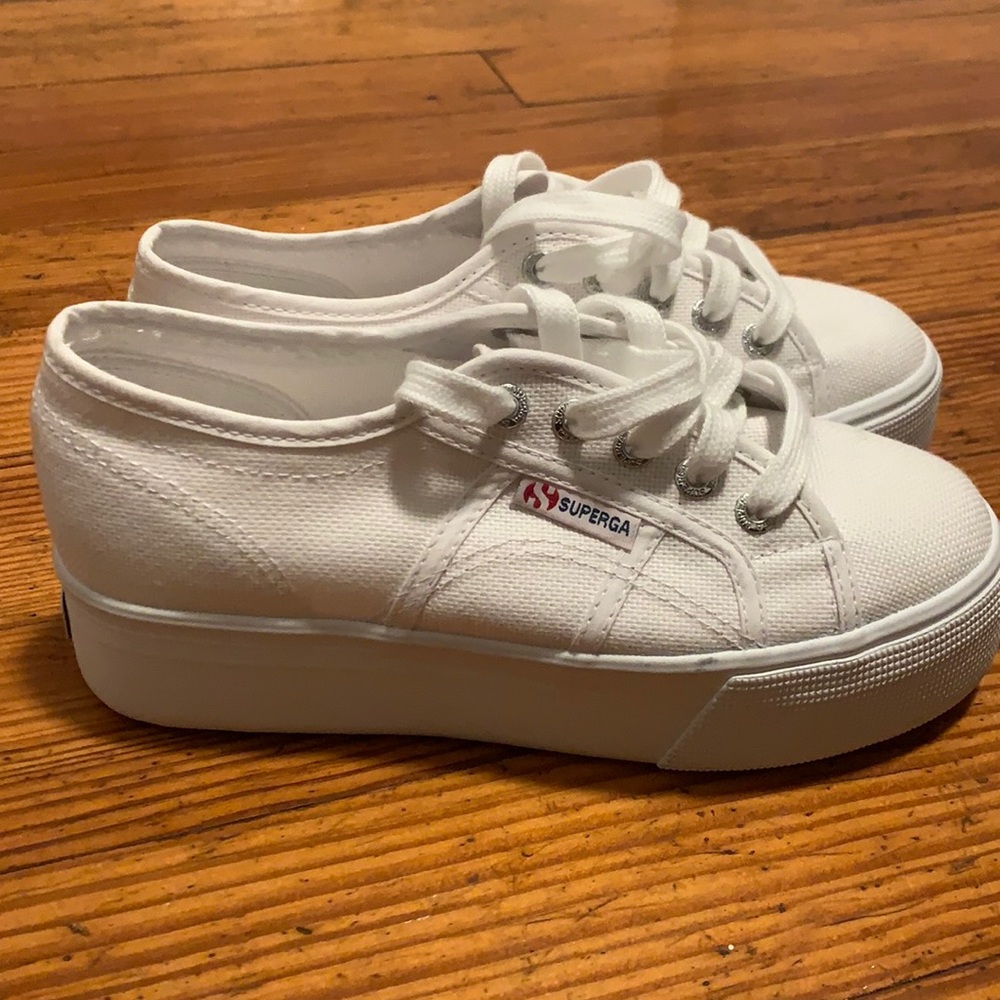 SUPERGA white platform sneakers